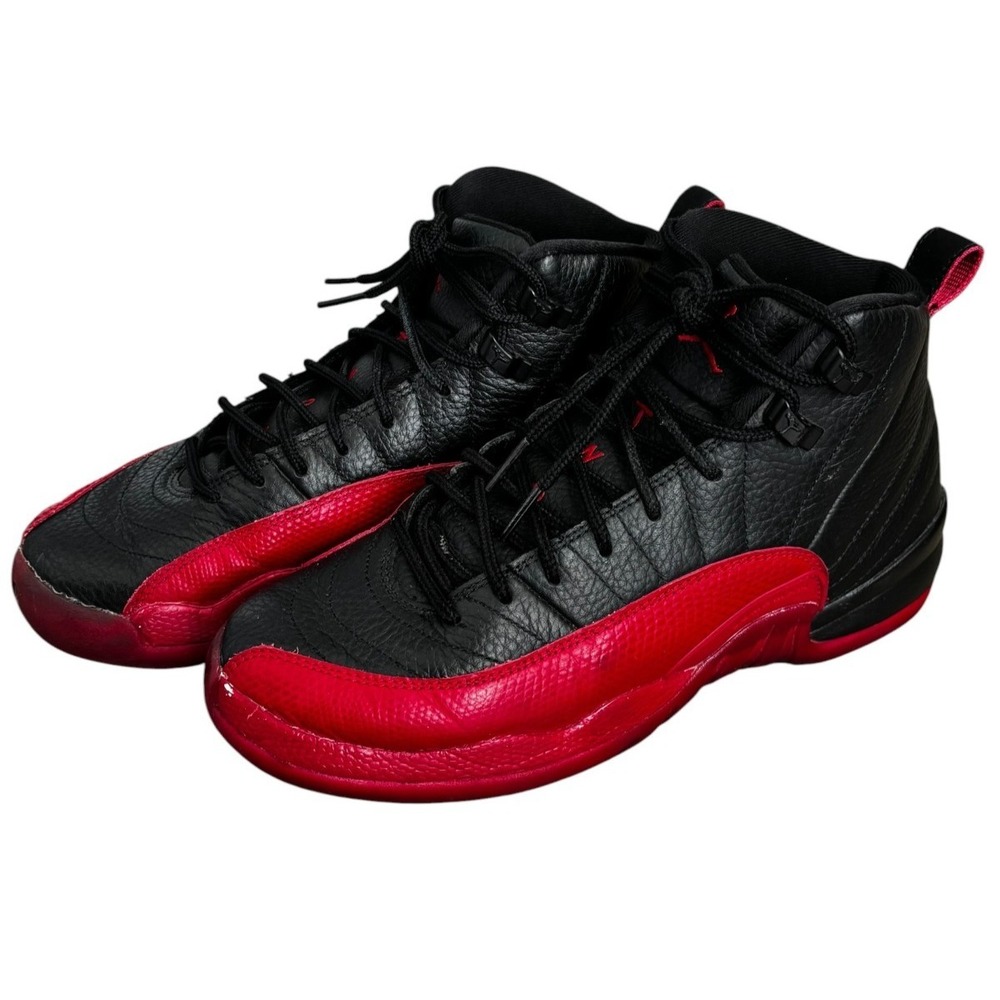 Nike Air Jordan 12 Retro Flu Game GS Youth Basketball Shoes Black Red Size 7Y